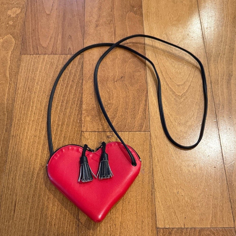 Jo Ann Page Vintage Handmade Red Heart-Shaped Crossbody Bag Leather Rare